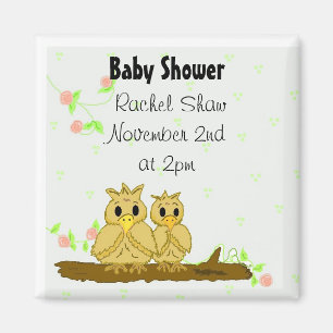 Lovebirds Baby Shower Announcement Magnet