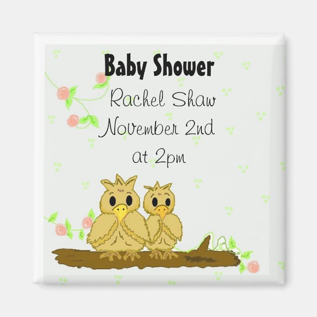 Lovebirds Baby Shower Announcement Magnet (Front)