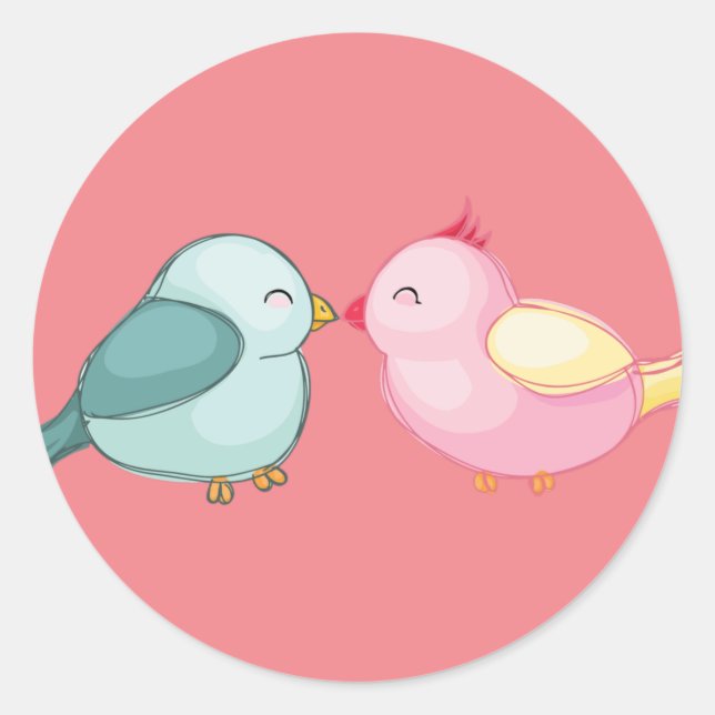 lovebirds-birds-love-romance classic round sticker (Front)