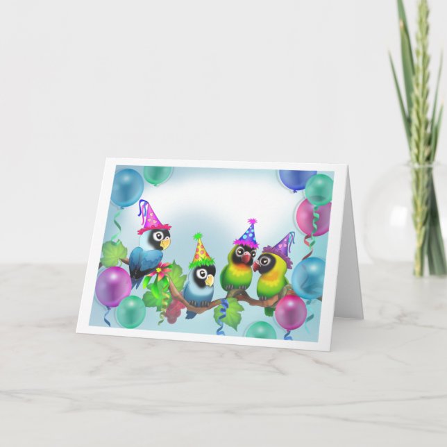 Lovebirds Birthday Card (Front)