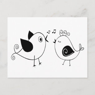 Lovebirds Black White Wedding Bridal Showers Postcard