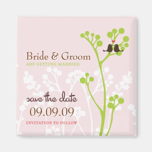 Lovebirds (Blush Pink) Save the Date Magnet (Front)