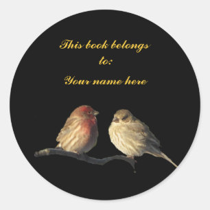 Lovebirds Bookplate Classic Round Sticker
