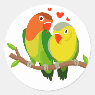 Lovebirds Brown Wedding, Bridal Shower, Engagement Classic Round Sticker
