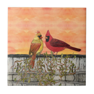 Lovebirds Ceramic Kitchen Tile