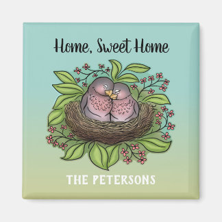 Lovebirds Couple in Nest Home Sweet Home Magnet