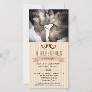 Lovebirds Cream Engagement Photo Card