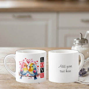 Lovebirds custom text red espresso cup