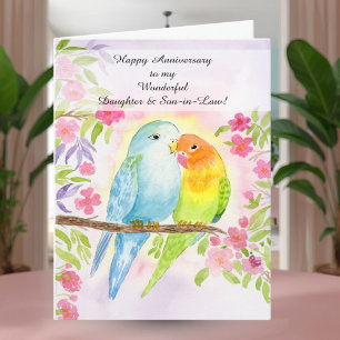 Lovebirds Daughter & Son in Law Happy Anniversary  Card