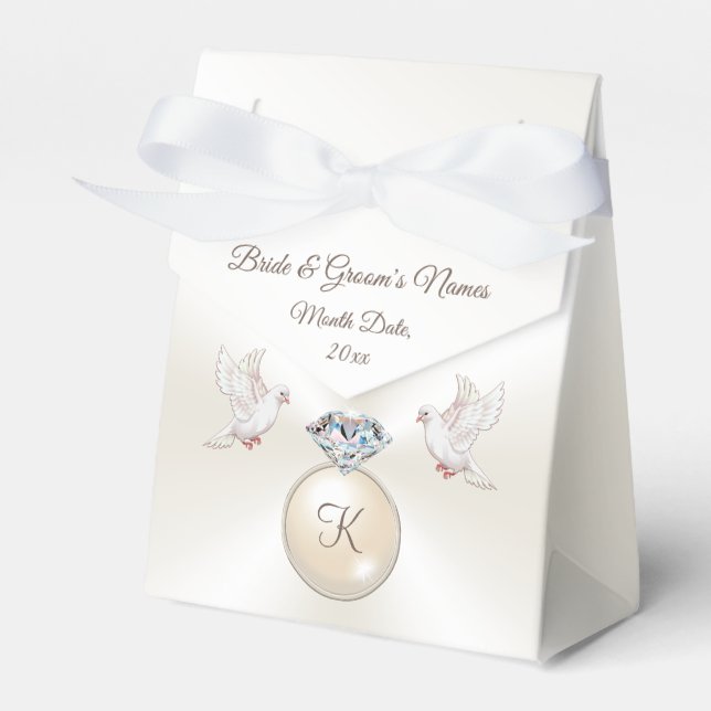 Lovebirds Diamond Personalised Wedding Favour Boxe Favour Box (Front Side)