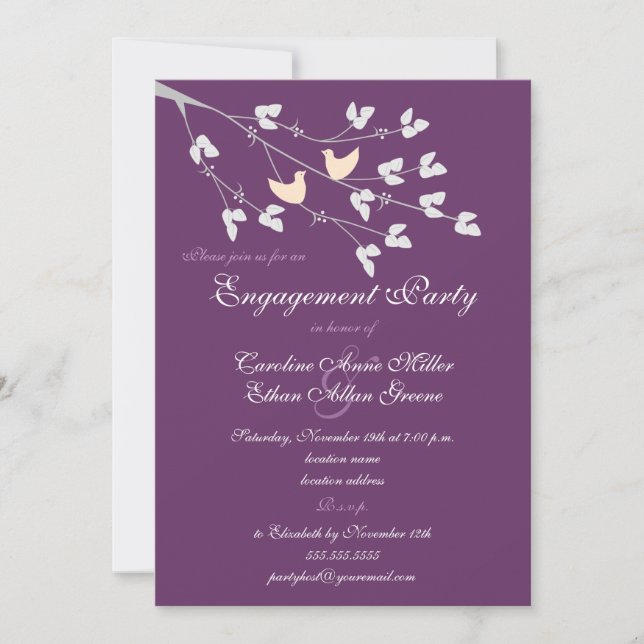 Lovebirds Engagement Party Invitation (Front)
