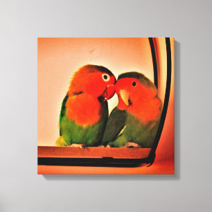 Lovebirds  faux canvas print