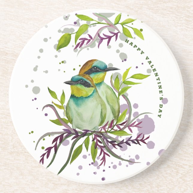 Lovebirds for Valentine's Day Coaster (Front)