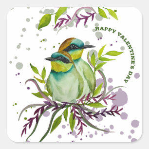 Lovebirds for Valentine's Day Square Sticker