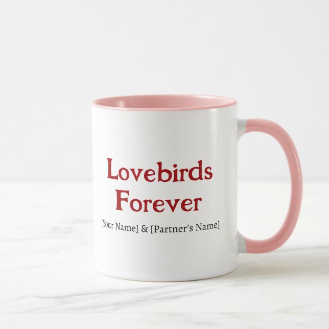 Lovebirds Forever Personalized Couple Coffee Mug (Right)