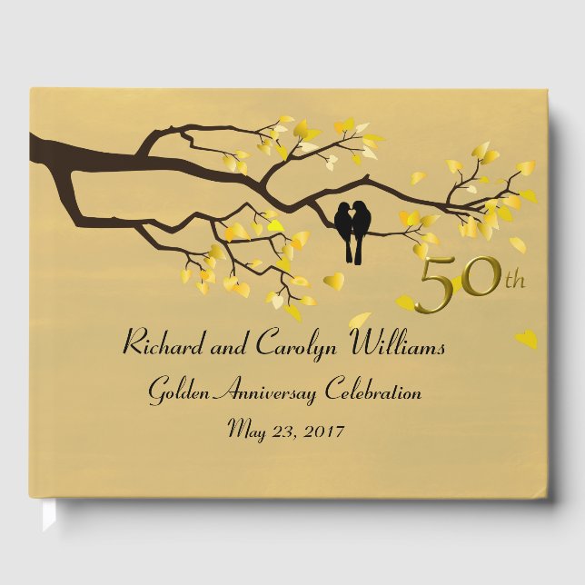 Lovebirds Golden Anniversary Guest Book (Front)