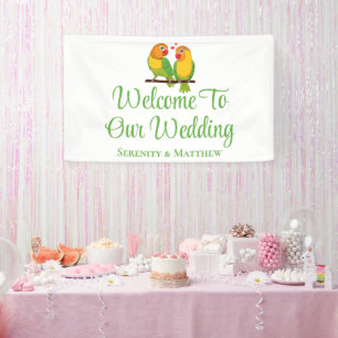 Lovebirds Green Yellow Love Birds Wedding Welcome Banner
