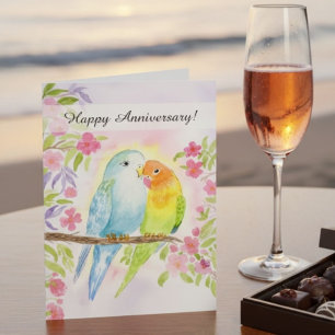 Lovebirds Happy Anniversary Card
