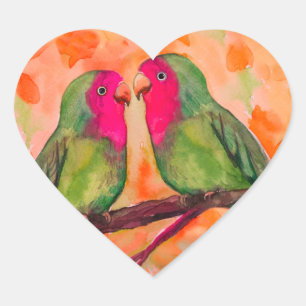 lovebirds heart sticker