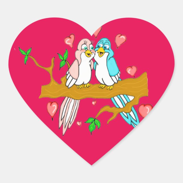 Lovebirds Heart Stickers (Front)