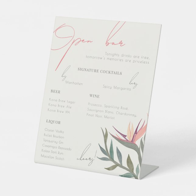 Lovebirds in Paradise Bar Pedestal Sign (Front)