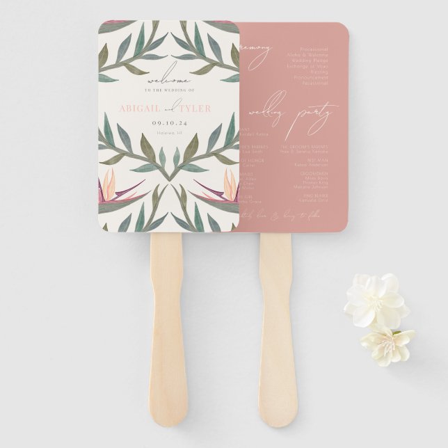 Lovebirds in Paradise Hand Fan (Front and Back)