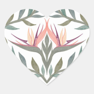 Lovebirds in Paradise Heart Sticker