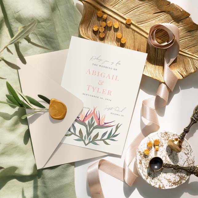 Lovebirds in Paradise Wedding Invitation (Creator Uploaded)