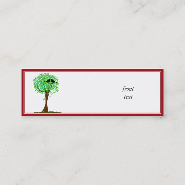 Lovebirds in Tree of Hearts - Summer Love Mini Business Card (Front)