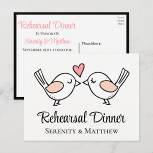 Lovebirds Love Bird Black Wedding Rehearsal Dinner Invitation Postcard