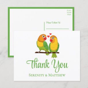 Lovebirds Love Birds Wedding Thank You  Postcard