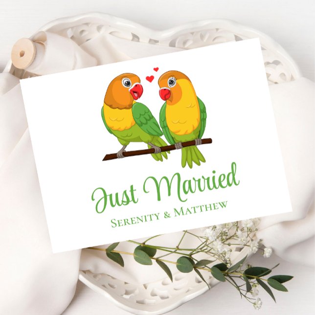 Lovebirds Nature Love Birds Just Married Wedding Announcement Postcard (Creator Uploaded)