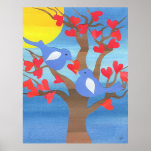 Lovebirds Nesting Poster