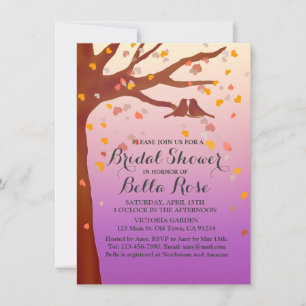 Lovebirds oak tree hearts bridal shower love1 invitation