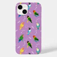 Lovebirds of Rainbow Colours Pattern