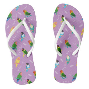 Lovebirds of Rainbow Colours Pattern Flip Flops
