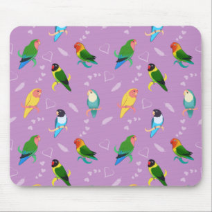 Lovebirds of Rainbow Colours Pattern Mouse Mat