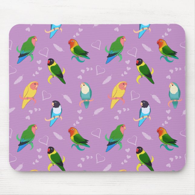 Lovebirds of Rainbow Colours Pattern Mouse Mat (Front)