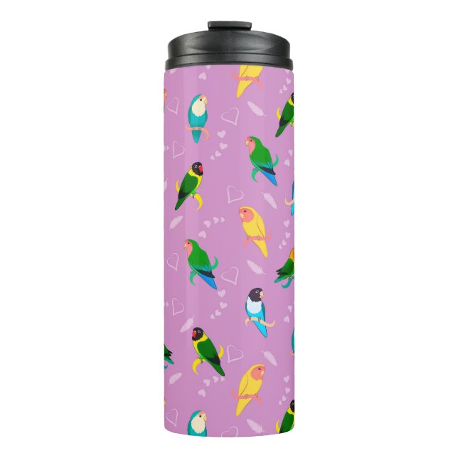 Lovebirds of Rainbow Colours Pattern Thermal Tumbler (Front)
