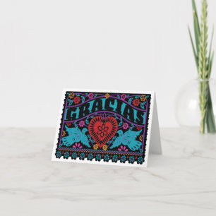 Lovebirds Papel Picado Note Card with Dusky Colour
