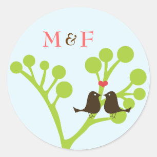 Lovebirds (Powder Blue) Classic Round Sticker