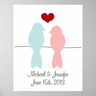 Lovebirds print - customise with names and date