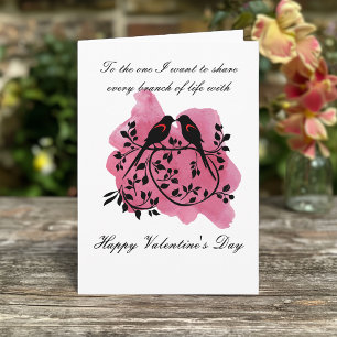 Lovebirds Sharing A Branch Valentine's Day Card