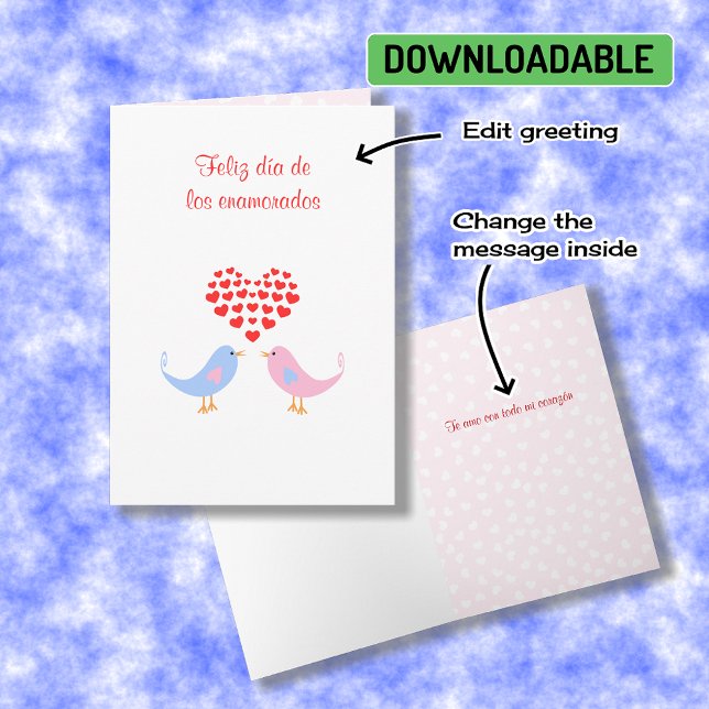 Lovebirds spanish language romantic valentine holiday card (Creator Uploaded)