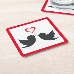LOVEBIRDS SQUARE PAPER COASTER
