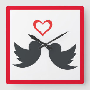 LOVEBIRDS SQUARE WALL CLOCK