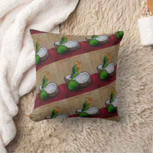 Lovebird's Tropical Fiesta Painting by Alfred Fox Cushion