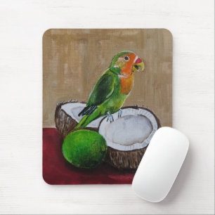 Lovebird's Tropical Fiesta Painting by Alfred Fox Mouse Mat
