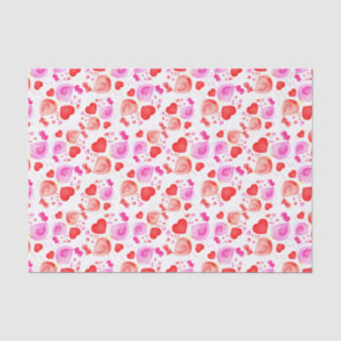 Lovebirds Watercolor art red pink heart tissue Paper