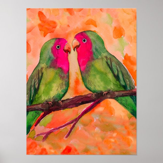 lovebirds, watercolor poster (Front)